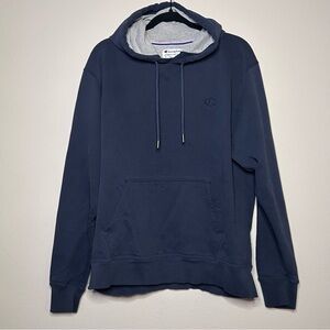 Champion Navy Blue Pullover Hoodie with Gray Lining